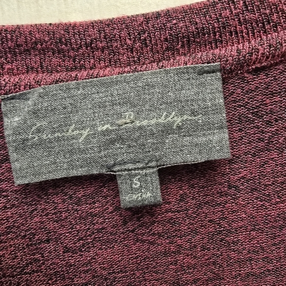 {S} Sunday In Brooklyn Maroon Marl Twist Front Long Sleeve Blouse Top - Picture 7 of 9